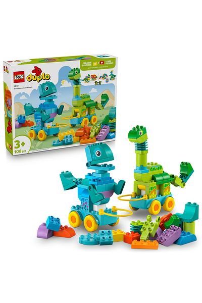 LEGO ®   Duplo ®   Town 3 in 1 Wheeled Dinosaurs 10451 - 3+ Educational Toy Construction Set (108P)