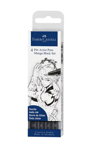 Faber Castell Pitt Artist Pen Manga Seti,4'lü Siyah Kalem Seti, Manga ve Çizi...