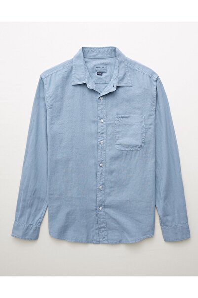 AMERICAN EAGLE Ae long-sleeve linen-blend button-up shirt