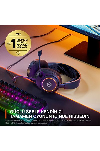 SteelSeries سماعة ألعاب سلكية سوداء مع ميكروفون Arctis Nova 3 Ssh61631