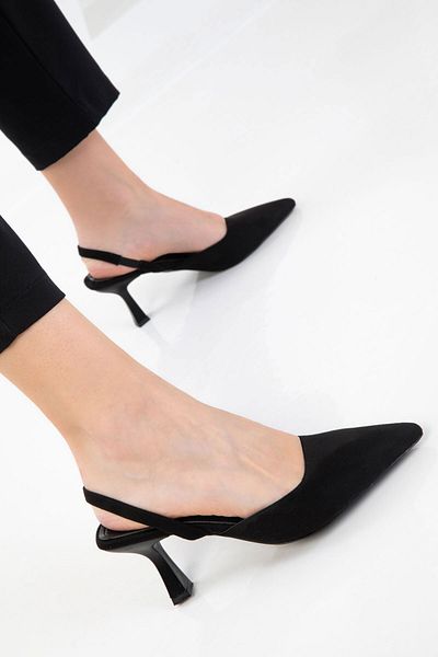 SOHO Klassische Damenschuhe mit Absatz aus schwarzem Wildleder 20430