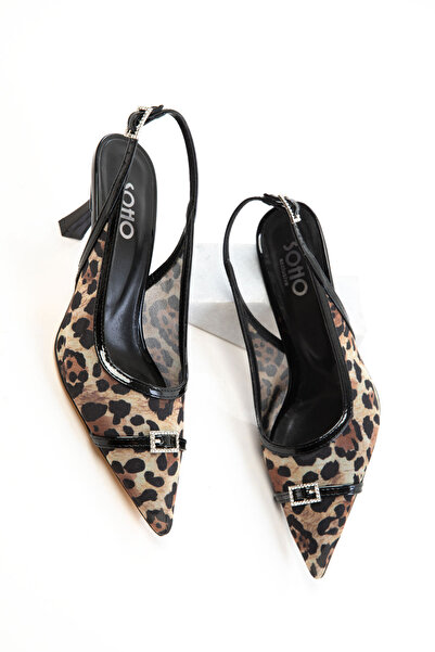 SOHO Siyah Rugan-Leopar Kadın Klasik Topuklu Ayakkabı 20649