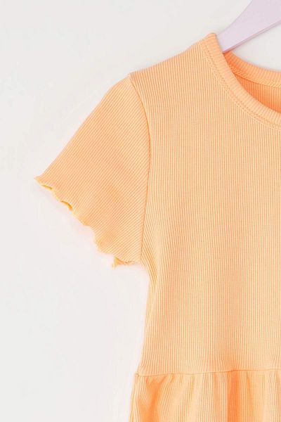 TRENDYOLKIDS Orange Girl Cotton Stretchy Mini Embroidered Knitted Dress Tkdss25El00008