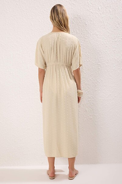Trendyol Collection Beige Woven Maxi Beach Kimono & Kaftan TBESS25KM00021