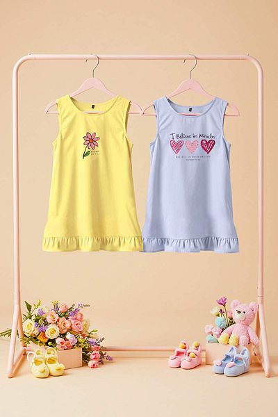TRENDYOLKIDS Lilac-Yellow Sleeveless Knitted Dress Tkdss25El00092