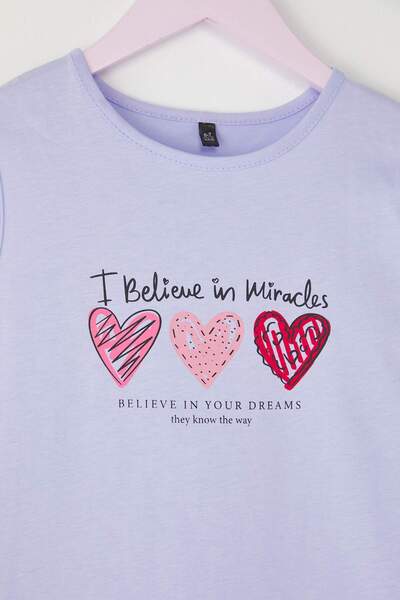 TRENDYOLKIDS Lilac-Yellow 2-Piece Girls' 100% Cotton Printed Sleeveless Short Knitted Dress Tkdss25El00092