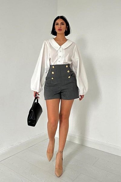 BRAXELL Buttoned Mini Shorts