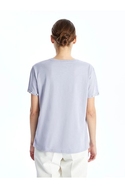 LC Waikiki Tricou de damă cu mărgele brodate cu decolteu