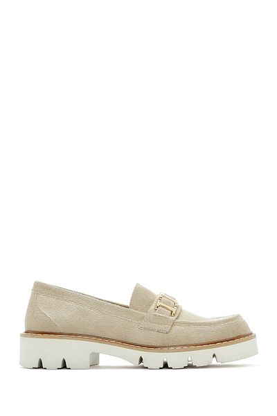 Derimod Women's Mink Buckle Suede Masculine Loafer 25Sfe402810