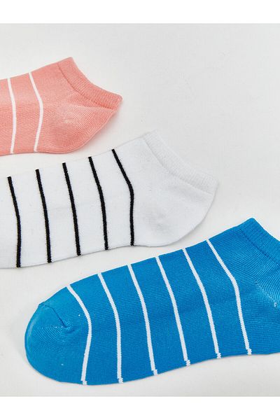 LC Waikiki Striped Women's Booties Socks 3-Pack