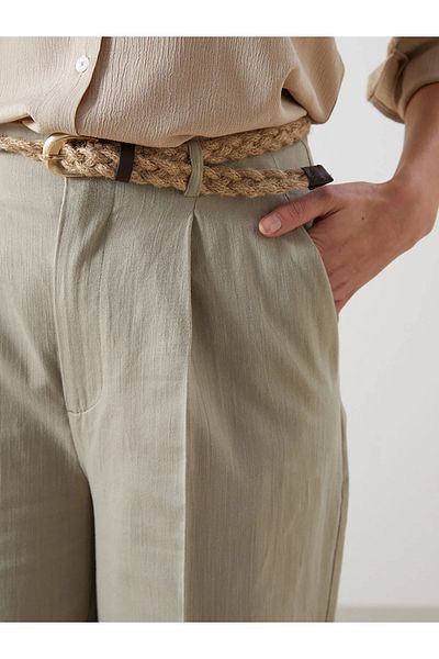 LC Waikiki Belted Waist Carrot Cut Women's Trousers
