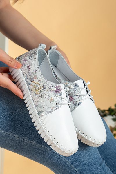 uway Genuine Leather Comfortable Orthopedic Daily Rubber Laced Soft Women's Shoes