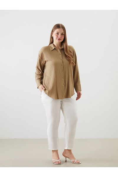 LC Waikiki Γυναικείο πουκάμισο Oversize με υφή
