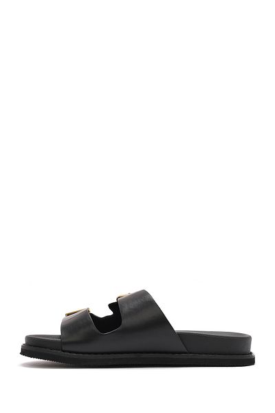 Derimod Women's Black Buckle Slippers 25Sfe401018