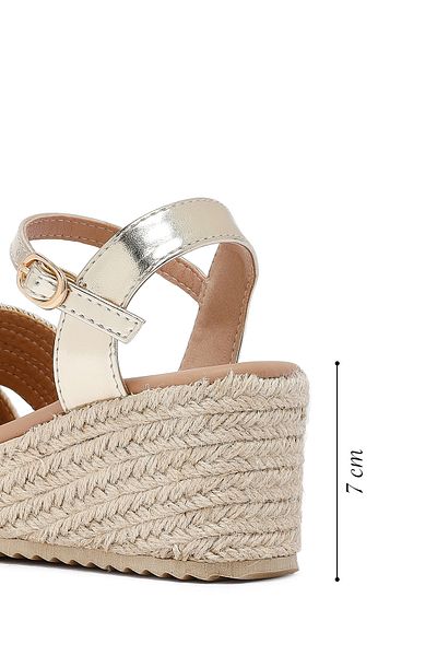 Derimod Women's Cream Ankle Buckle Wedge Heeled Espadrille Sandals 25Sfe401714