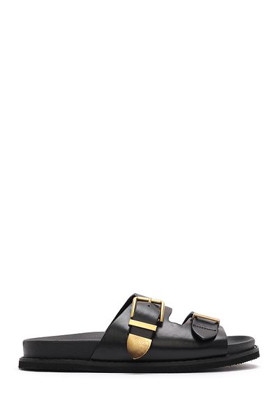 Derimod Women's Black Buckle Slippers 25Sfe401018