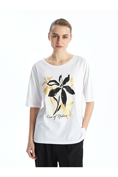 LC Waikiki Tricou de damă cu imprimeu cu gât crew