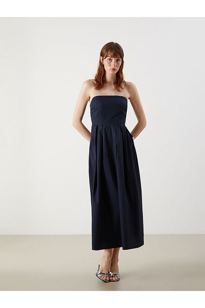 LC Waikiki Φόρεμα Poplin με λαιμόκοψη στράπλες