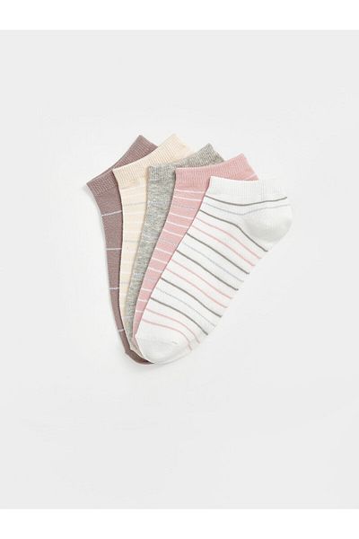 LC Waikiki Striped Women's Booties Socks 5-Pack