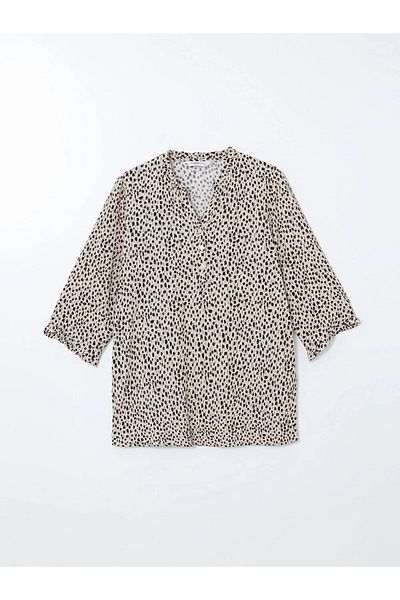 LC Waikiki Women's Leopard Print Blouse with Cropped Collar