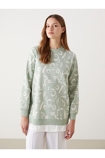 LC Waikiki Crew Neck Patterned Women's Sweatshirt Tunic