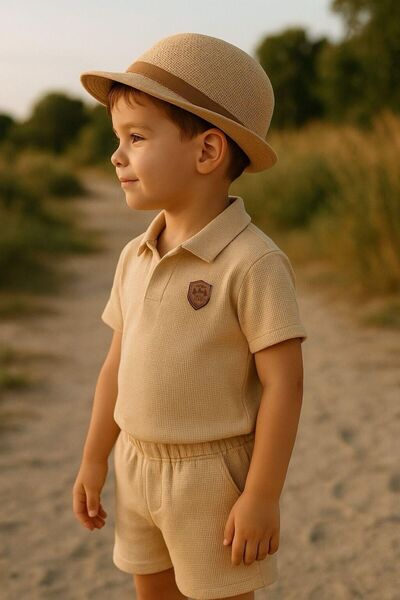 MeaShop Boys Short Sleeve Polo Neck Tshirt and Shorts Bottom Top Kids Set