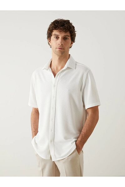 LC Waikiki Regular Fit Short Sleeve Men's Textured Shirt