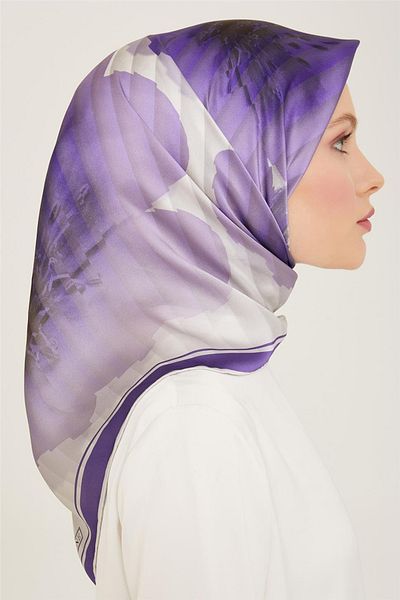 Armine Sura Silk Scarf 9100D (S) 90 X 90 Purple -08
