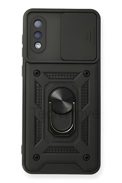 TechTrove Samsung Galaxy A02 Kılıf Sürgülü Kamera Korumalı Yüzüklü Stand Olab...