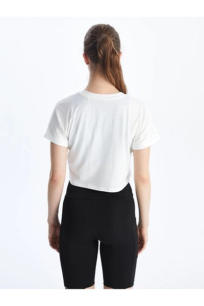 LC Waikiki Γυναικείο αθλητικό μπλουζάκι Crew Neck Printed Crop