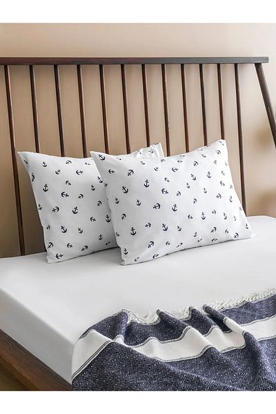 LC Waikiki Βαμβακερή Μαξιλαροθήκη Anchor Printed 2 τμχ 50x70 cm