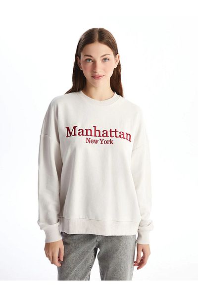 LC Waikiki Crew Neck Embroidered Women's Sweatshirt Tunic
