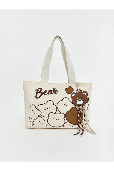 LC Waikiki Bear Printed Canvas Girl's Shoulder Bag