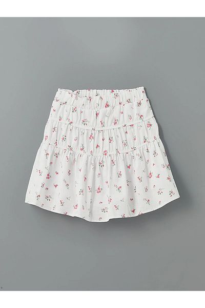 LC Waikiki Floral Girl's Skirt with Elastic Waist