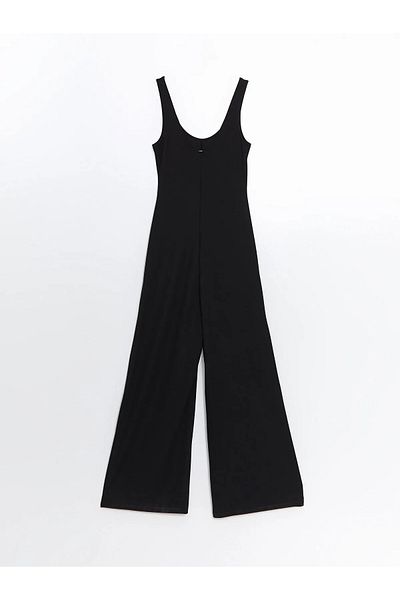 LC Waikiki U Neck Wide Leg Crepe Jumpsuit