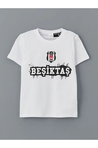 LC Waikiki Set de pijamale pentru băieți cu imprimeu Beşiktaş cu decolteu și pantaloni scurți
