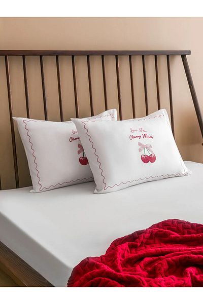 LC Waikiki Cherry Printed Cotton Pillow Case 2 Pcs 50X70 cm