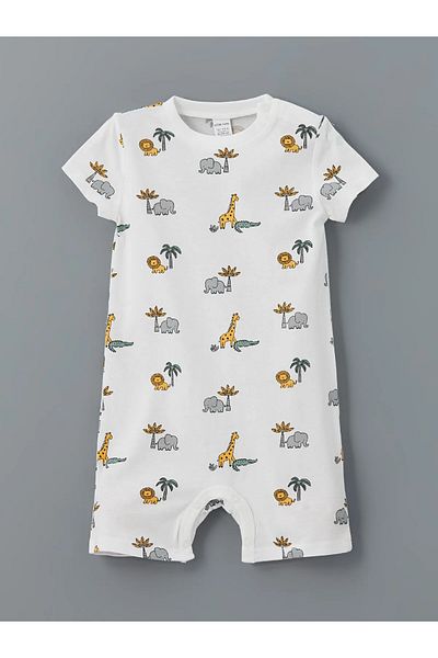 LC Waikiki Crew Neck Baby Boy Combed Cotton Jumpsuit 2-Pack