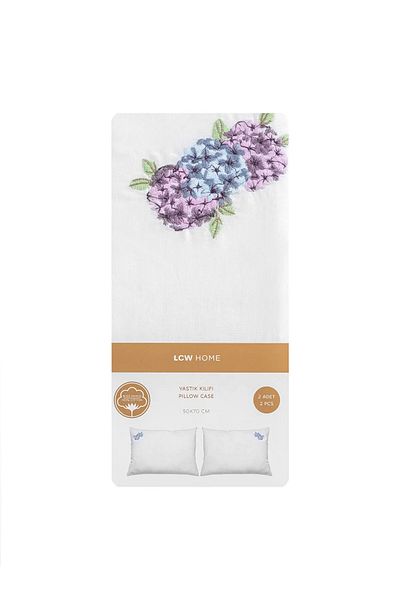 LC Waikiki Floral Embroidered Cotton Pillow Case 2 Pcs 50X70 cm