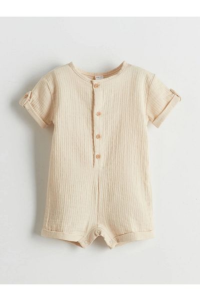 LC Waikiki Crew Neck Baby Boy Muslin Jumpsuit