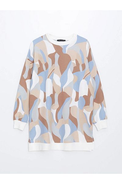 LC Waikiki Crew Neck Patterned Women's Sweatshirt Tunic