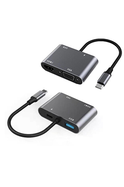 Winex Mobile Winex 4in1 Type-C to HUB PD 100W+HDTV+VGA+UsbA Dönüştürücü Adapt...