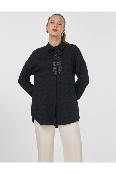 Kayra Bluză jacquard cu guler șal