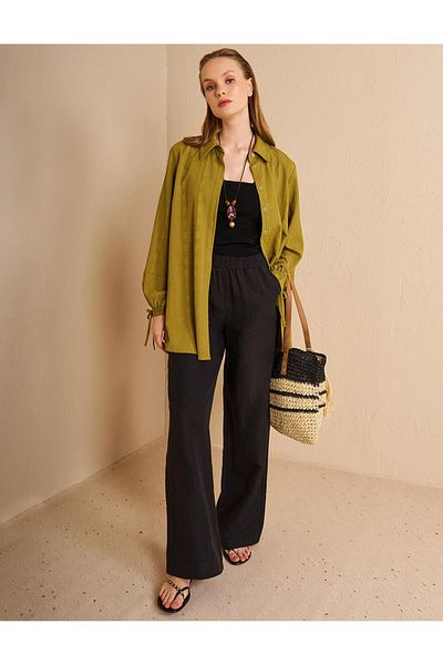 KYR Hidden Patı Seersucker Tunic Khaki