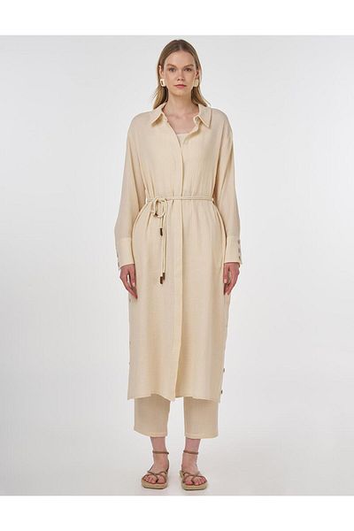 Kayra Button Detailed Muslin Tunic Cream