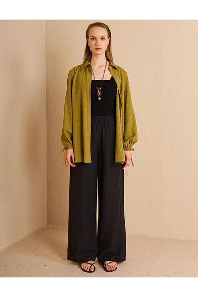 KYR Hidden Patı Seersucker Tunic Khaki