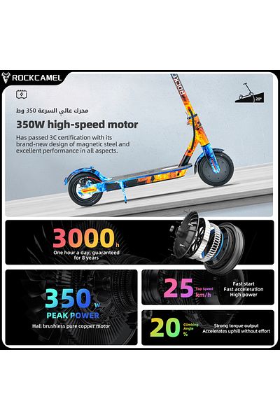 ROCKCAMEL Electric Kick Scooter with 350W Motor