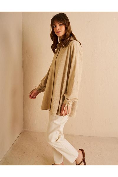KYR Seersucker Tunic Cream with Hidden Pat