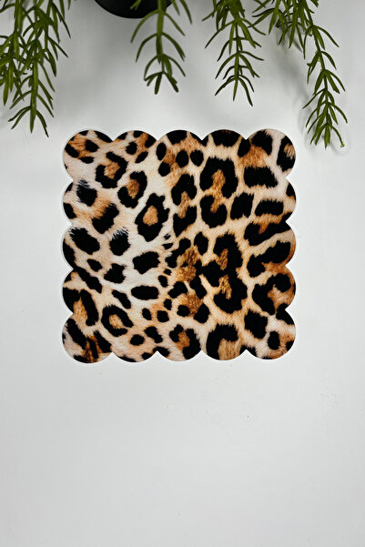 decofav Leopar Desenli Lazer Kesim Kokteyl Peçetesi 1 Adet