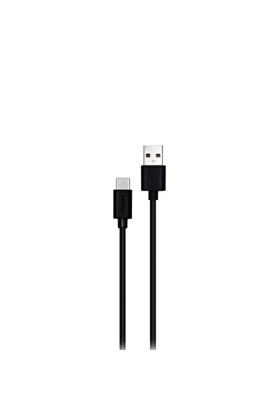 Philips 3A 45W UsbA to Type-C Hızlı Şarj ve Data Kablosu 1.2Metre Siyah DLC35...
